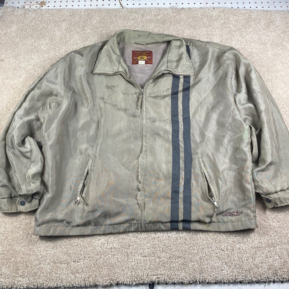 Vintage 90s No Fear 350-454 Series Windbreaker Jacket Iridescent Tan Mens XL